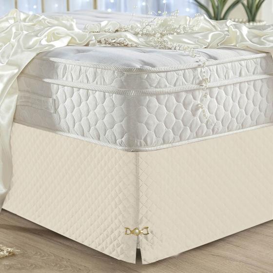Imagem de Saia Casal Queen Com Pingente Cama Box Bau Luxo MordenaOtima Oferta
