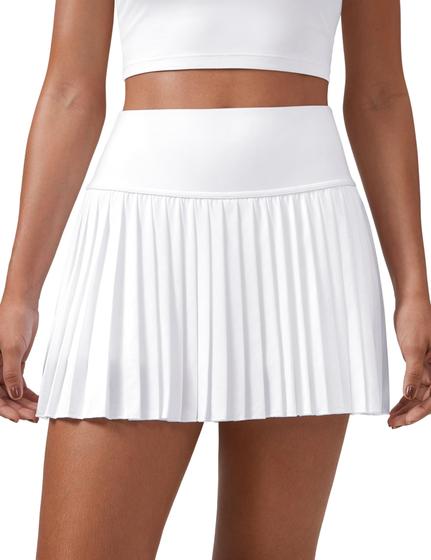 Saia CRZ YOGA Plissada Cintura Alta Branca XL