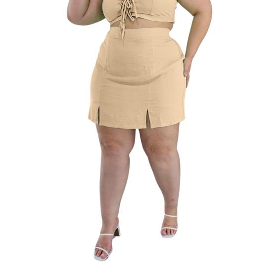 Imagem de Saia Curta Cintura Alta com Forro short em Diversas Cores e Estampas Modernas Tecido Plano duna e viscolinho G GG