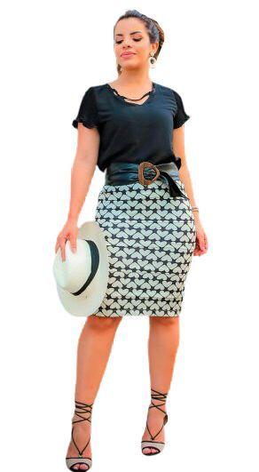 Imagem de Saia Curta Estampada com Pregas Joyaly