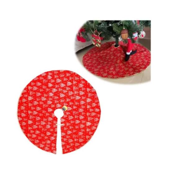 Imagem de Saia de Árvore de Natal Vermelho Luxo 90cm