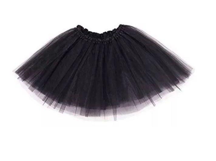 Imagem de Saia De Tule Tutu Lisa Preta 40cm Festa Fantasia Adulto