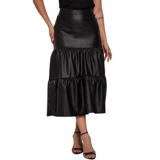 Imagem de Saia em material sintético Moda Evangélica 2 Marias Camadas Com Zíper