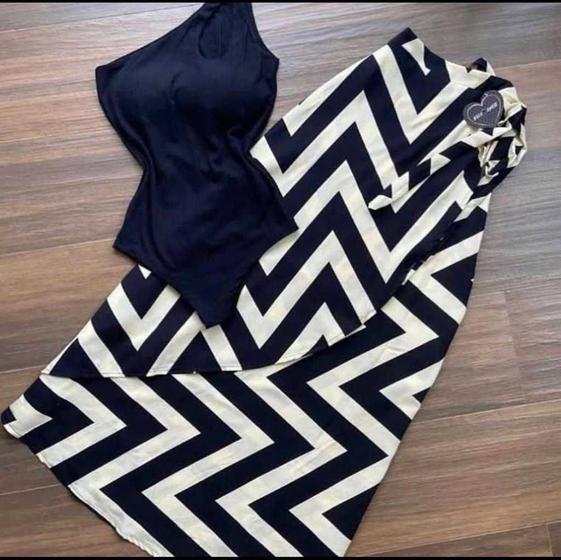 Imagem de Saia Envelope Feminina Com Amarração e Forro Estampada