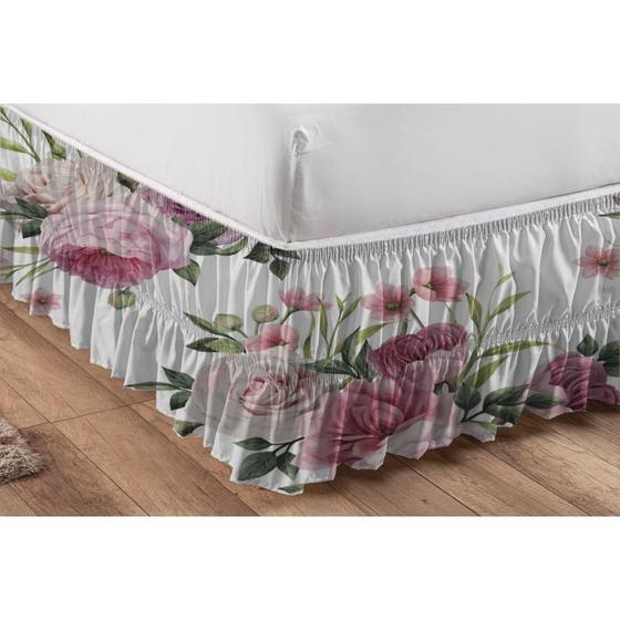 Imagem de Saia Estampada Floral Para Cama Box Casal,Queen E King Size