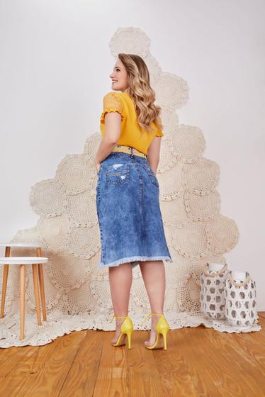 Imagem de Saia feminina jeans moda evangélica midi tamanho 36