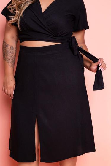 Imagem de Saia Fenda Frontal Charlotte Black Plus Size - Domenica Solazzo