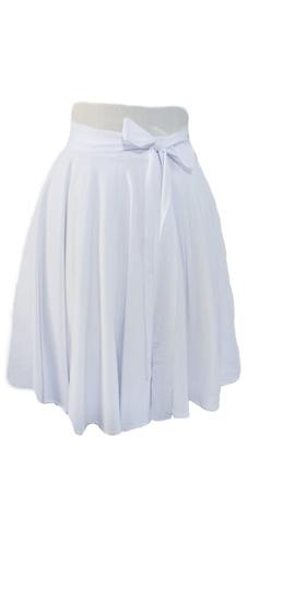 Imagem de Saia Godê Duplo Com Laço Branco Moda Evangélica