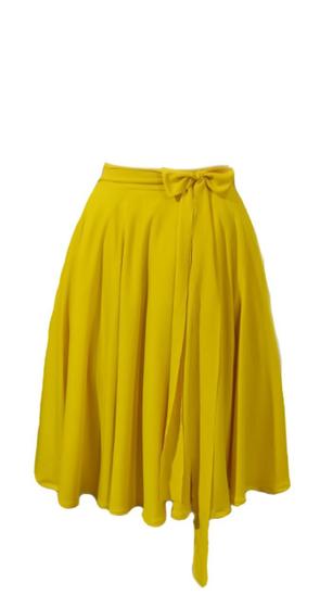 Imagem de Saia Godê Duplo Plus Size Com Laço Amarelo Moda Evangélica