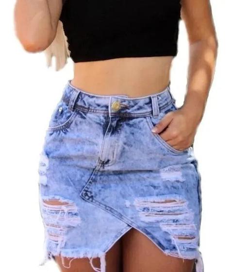 Imagem de Saia Jeans Hot Pants Destroyed Levanta Bumbum