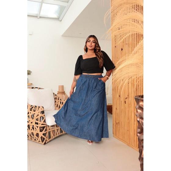 Imagem de Saia Jeans Molinho Plus Size com Elástico  Conforto e Estilo