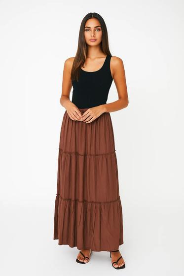 Moda Evangelica Saia Cintura Alta Com Babado Saia Longa Casual