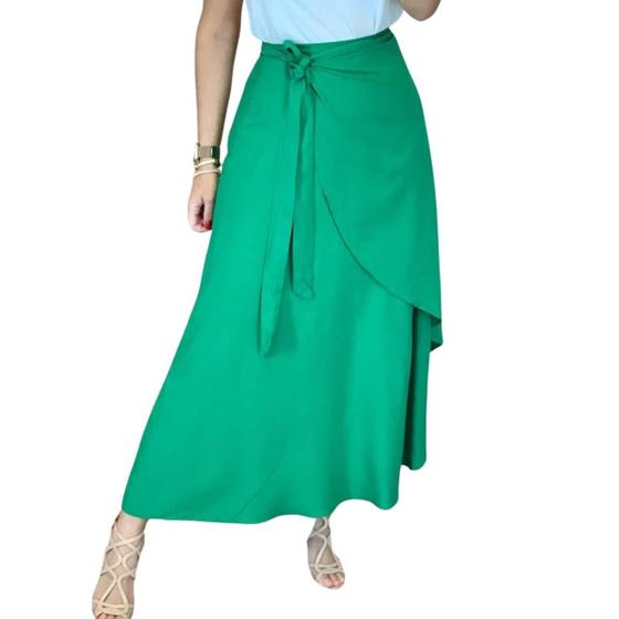 Saia Longa Feminina Envelope Transpassada Pareô Moda Praia e Evangélica Menor preço em Saia Longa Feminina Envelope Transpassada Pareô Moda Praia e Evangélica