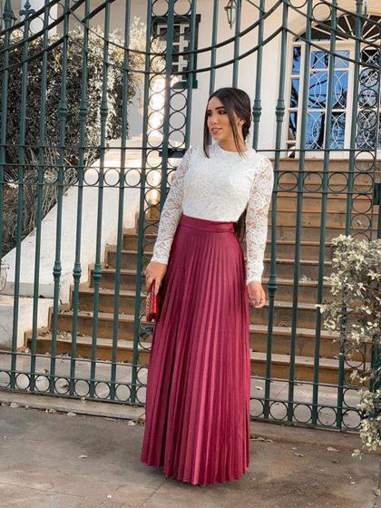 Saia Plissada Pink Saia Plissada Saia Social Para Gestante Saia