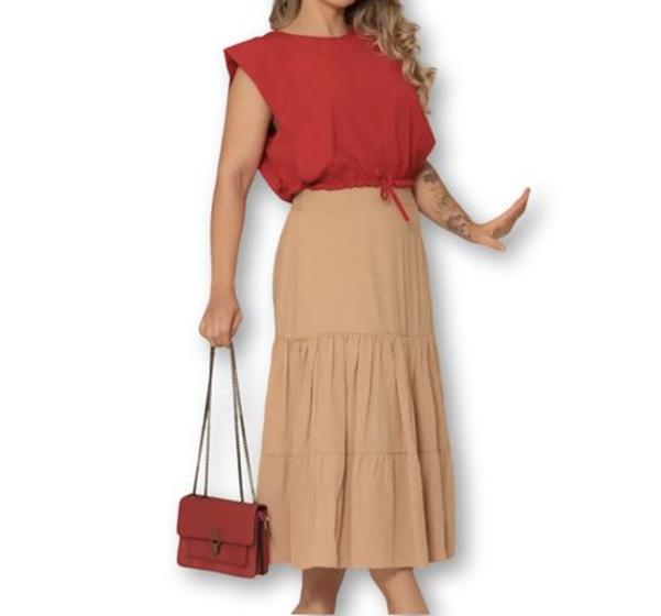 Imagem de Saia midi 3 Marias evangélica viscose feminino moda