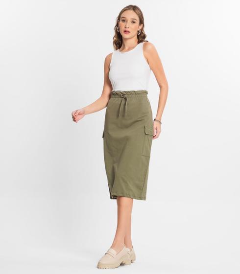 Imagem de Saia Midi Cargo Feminino Select Verde