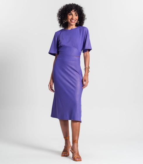 Imagem de Saia Midi Com Fenda Lateral Rovitex Roxo