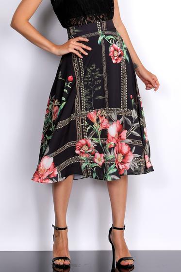 Imagem de Saia Midi Estampada Floral Preta G