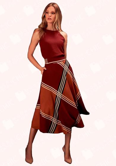 Imagem de Saia Midi Maxi Xadrez - Moda Casual Chic