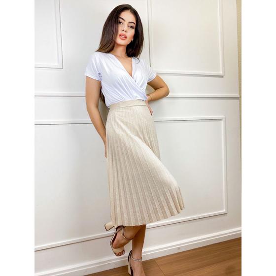 Imagem de Saia midi plissada lurex feminino elegante