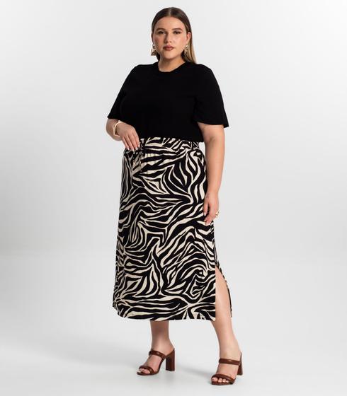 Imagem de Saia Midi Plus Size Estampada Secret Glam Preto