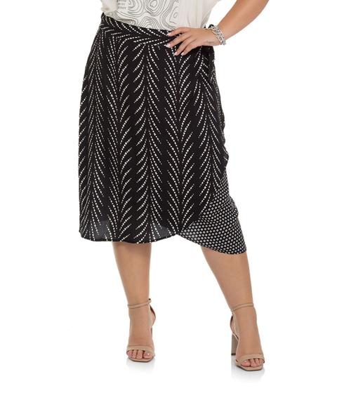 Imagem de Saia Midi Plus Size Mix de Estampas Secret Glam Preto