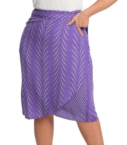 Imagem de Saia Midi Plus Size Mix de Estampas Secret Glam Roxo