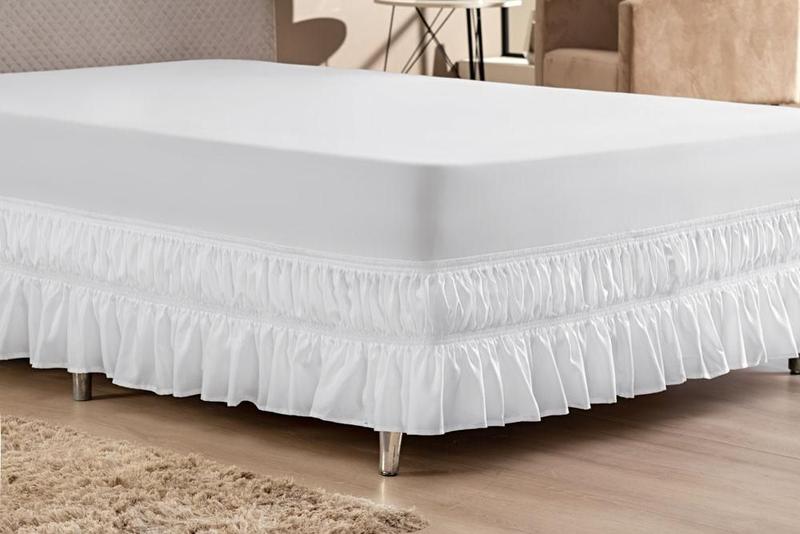 Imagem de Saia P Cama Box King Size Com Duplo Elástico - Branco