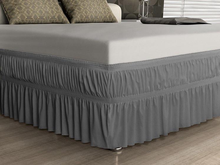 Saia P/ Cama Box - Malha - Queen Size - Cinza - Adomes Menor preço em Saia P/ Cama Box - Malha - Queen Size - Cinza - Adomes