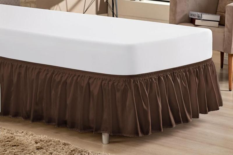Imagem de Saia P Cama Box Solteiro Elástico Ajustável - Tabaco