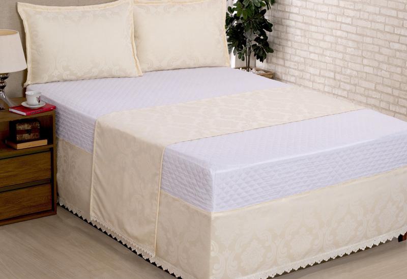 Imagem de Saia Para Cama Box Colchobox Jacquard Queen Palha