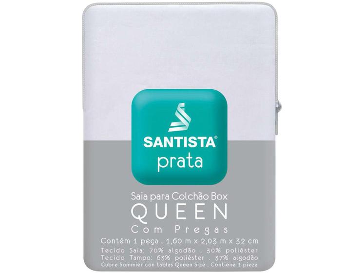 Saia para Cama Queen Size Prata - 160x203cm - Santista Menor preço em Saia para Cama Queen Size Prata - 160x203cm - Santista