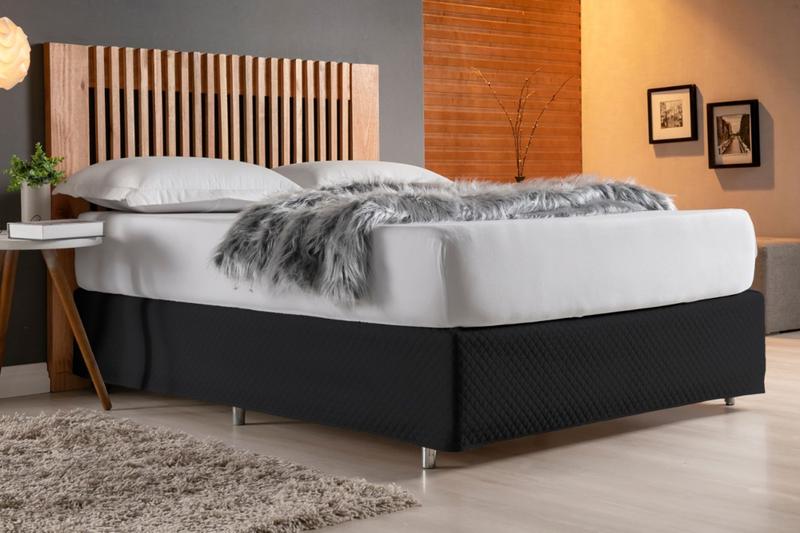 Imagem de Saia Para Proteção Do Box Ultrassônico Matelado Pra Cama Casal Cinza