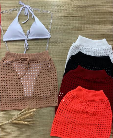 Imagem de Saia Saida de Praia Modelo Furão Alta Qualidade Tricot Verao