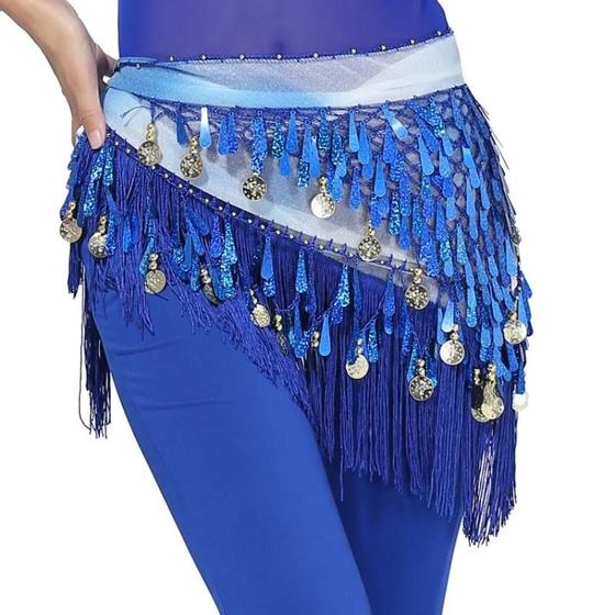Imagem de Saia Triangular Colorida Feminina Para Dança Do Ventre, Lenço De Quadril Com Borlas E Lantejoulas De