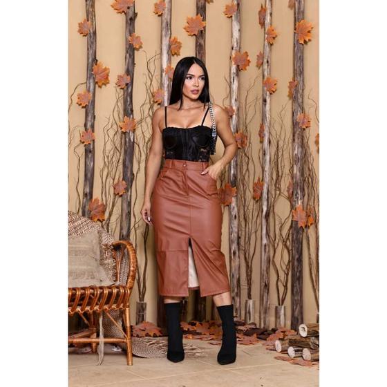 Imagem de Saia Tubinho Longa Feminina Courinho Premium Moda