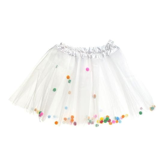 Saia Tutu Tule Infantil Carnaval Branco Bolinhas Colorida Menor preço em Saia Tutu Tule Infantil Carnaval Branco Bolinhas Colorida