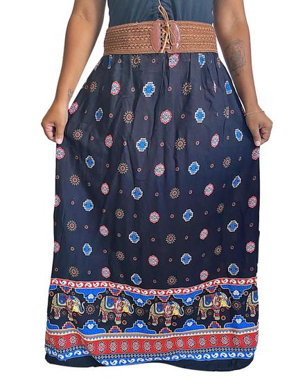Imagem de Saias Longa Estampada Feminina Indiana Saias Com Cinto Moda Evangélica Cintura Alta 2604