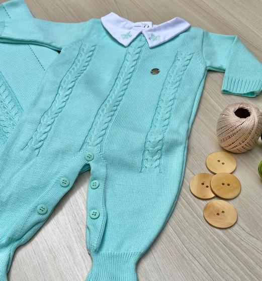 Imagem de Saída de maternidade de menino em tricot macacão Antonio 3 peças
