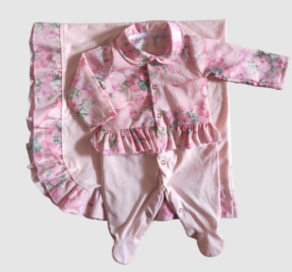 Imagem de Saída de maternidade feminino-macacão manta kit maternidade