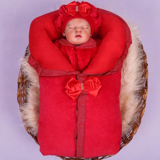 Imagem de Saída de Maternidade Menina Giulia Vermelha com Porta Bebê 04 Peças
