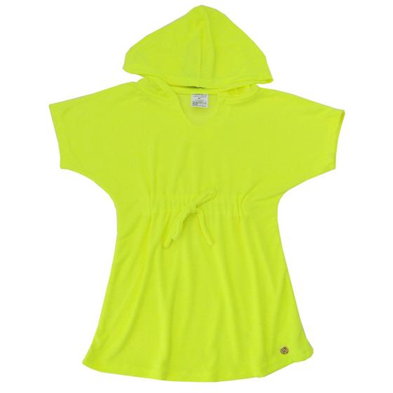 Imagem de Saída de Praia Infantil Atoalhada com Capuz Amarelo Neon Everly