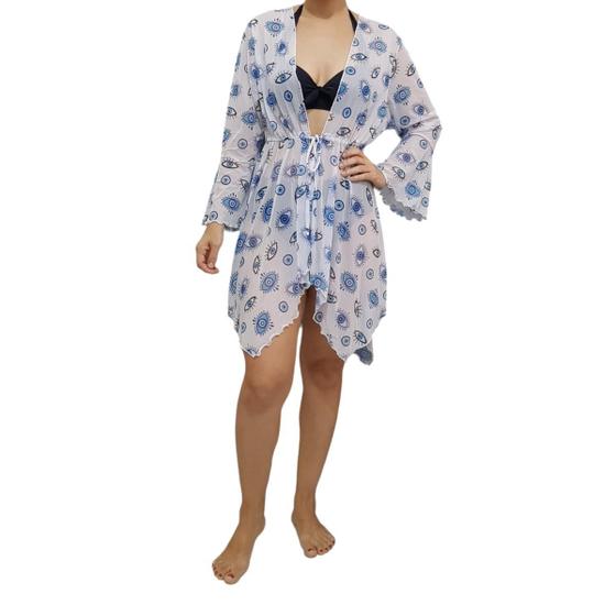 Imagem de Saída De Praia/ Kimono Com Pontas E Transparência Estampado