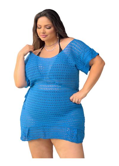 Imagem de Saída De Praia Tricot Plus Size Babado Manguinha