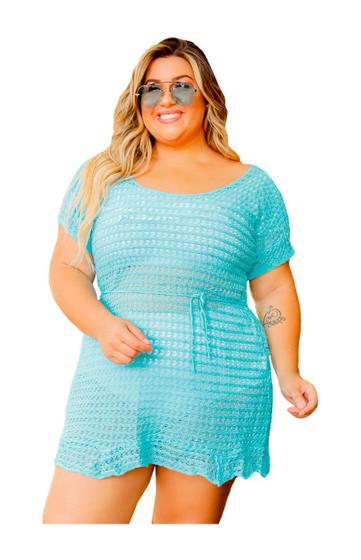 Imagem de Saída De Praia Tricot Plus Size Babado Manguinha