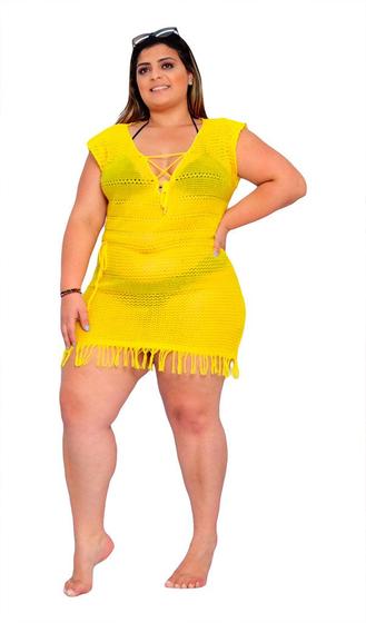 Imagem de Saída De Praia Vestido Com Ilhós Franja Plus Size
