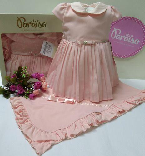 Imagem de Saida Maternidade Luxo Paraiso Bebe Menina Vestido Ref 8496