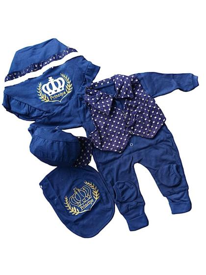 Imagem de saida maternidade menino roupa bebe recém nascido azul marinho