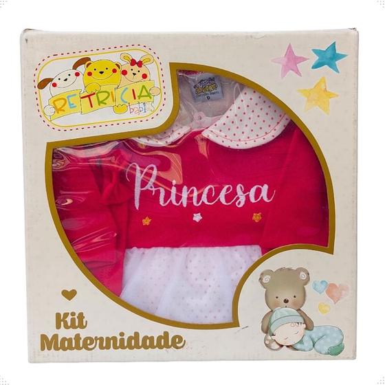 Imagem de Saída Maternidade Princesa Retricia 100% Algodão Vermelho P 4 Peças