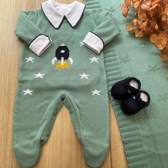 Saída maternidade Tricot bebê menino Vinicius tricô Verde Foguete peças luxo Menor preço em Saída maternidade Tricot bebê menino Vinicius tricô Verde Foguete peças luxo